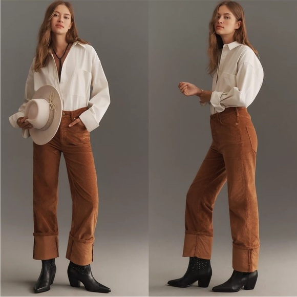 NWT The Scotty Cuffed High-Rise Straight-Leg Jean by Pilcro: Corduroy Edition☀️🟡 - Picture 5 of 9